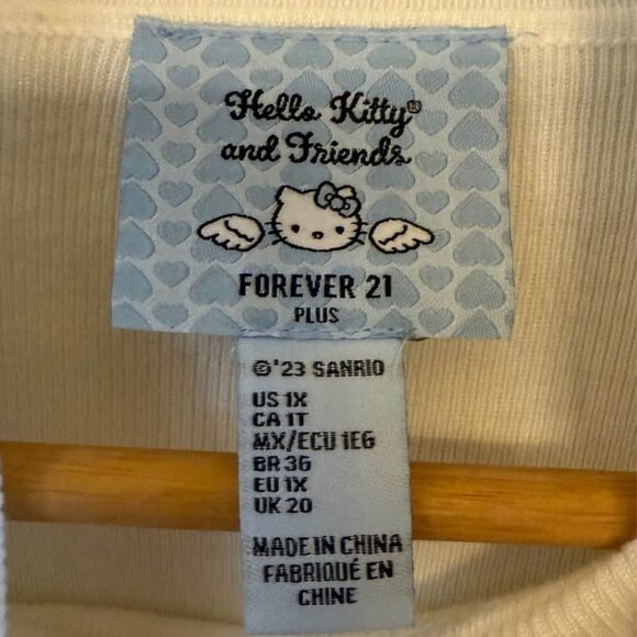 Women’s White Hello Kitty & Friends x Forever 21 Plus Cropped Turtleneck Size 1X - Picture 3 of 7